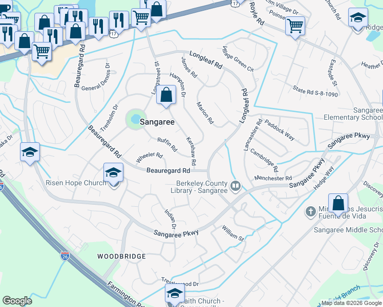 map of restaurants, bars, coffee shops, grocery stores, and more near 210 Ruffin Road in Summerville