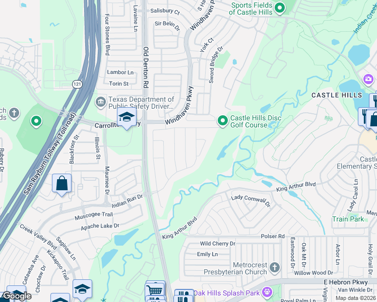 map of restaurants, bars, coffee shops, grocery stores, and more near 4528 Sir Craig Drive in Carrollton