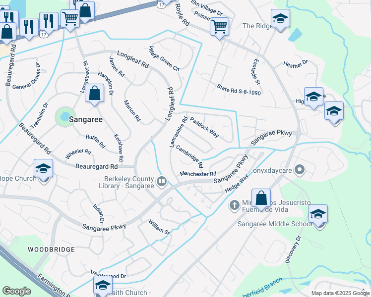 map of restaurants, bars, coffee shops, grocery stores, and more near 116 Cambridge Road in Summerville