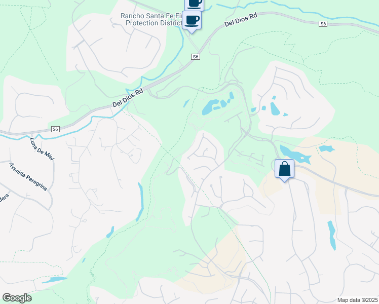 map of restaurants, bars, coffee shops, grocery stores, and more near 16922 Blue Shadows Lane in San Diego