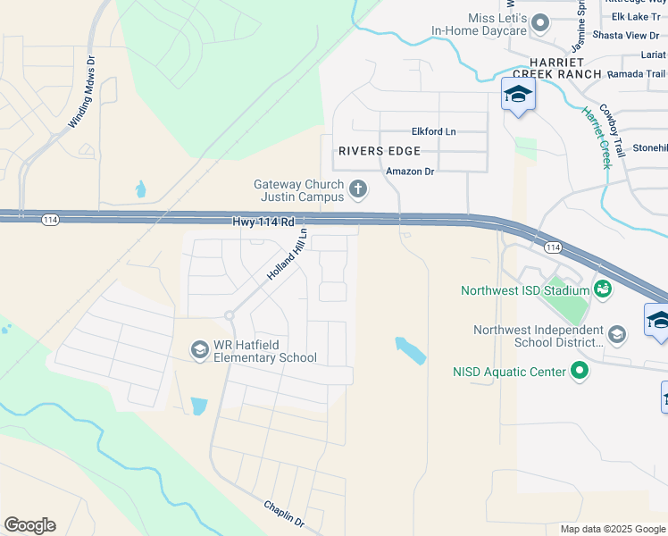 map of restaurants, bars, coffee shops, grocery stores, and more near Texas 114 in Justin