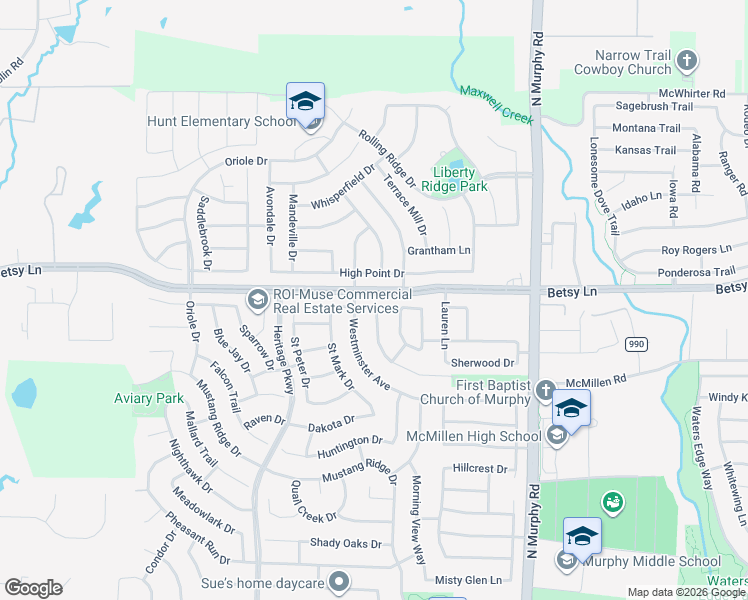 map of restaurants, bars, coffee shops, grocery stores, and more near 1030 Westminster Avenue in Murphy