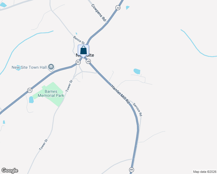 map of restaurants, bars, coffee shops, grocery stores, and more near 15627-15679 Hamlet Mill Road in New Site