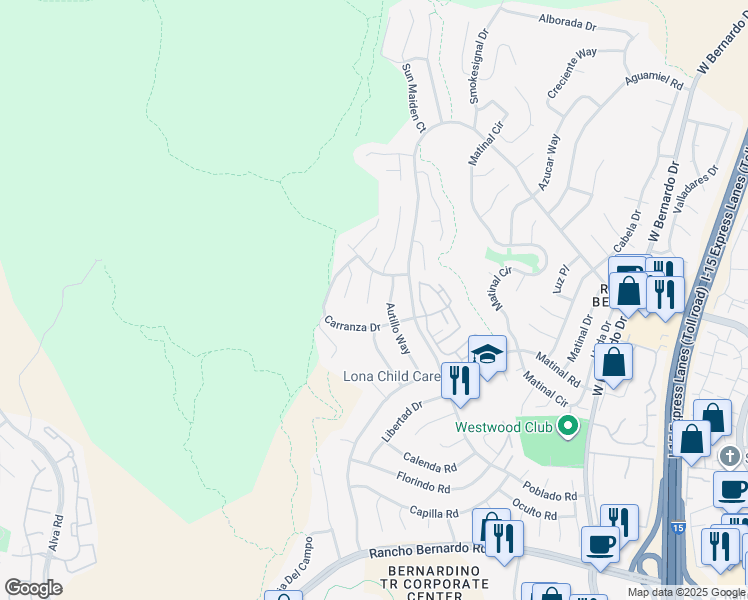 map of restaurants, bars, coffee shops, grocery stores, and more near in San Diego