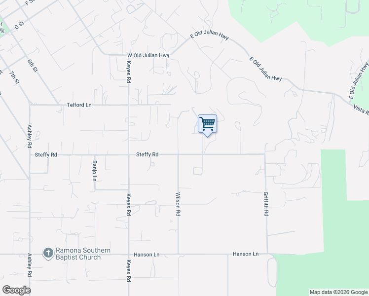 map of restaurants, bars, coffee shops, grocery stores, and more near 283 Steffy Road in Ramona