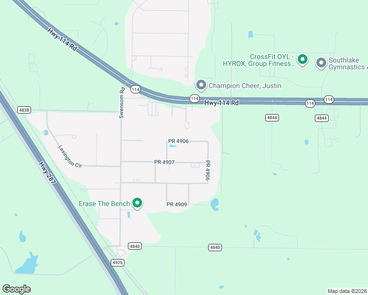 map of restaurants, bars, coffee shops, grocery stores, and more near 205 Private Road 4907 in Haslet