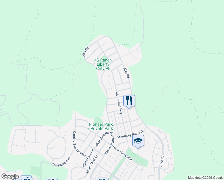 map of restaurants, bars, coffee shops, grocery stores, and more near 17414 Teal Stone Court in San Diego
