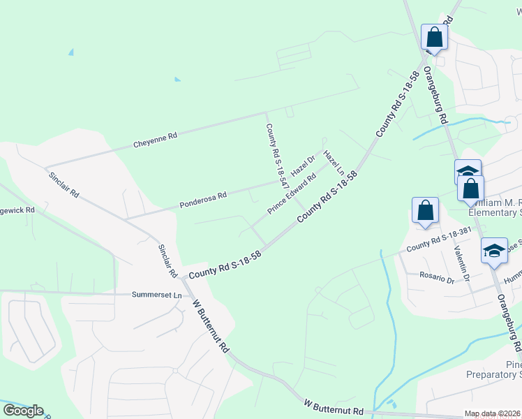 map of restaurants, bars, coffee shops, grocery stores, and more near 114 Prince Edward Road in Summerville
