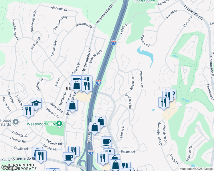 map of restaurants, bars, coffee shops, grocery stores, and more near in San Diego