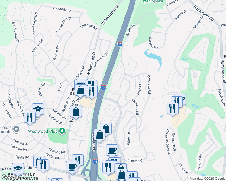 map of restaurants, bars, coffee shops, grocery stores, and more near in San Diego