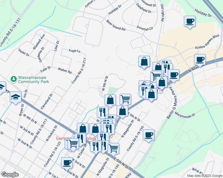 map of restaurants, bars, coffee shops, grocery stores, and more near SC-S-18-252 in Summerville