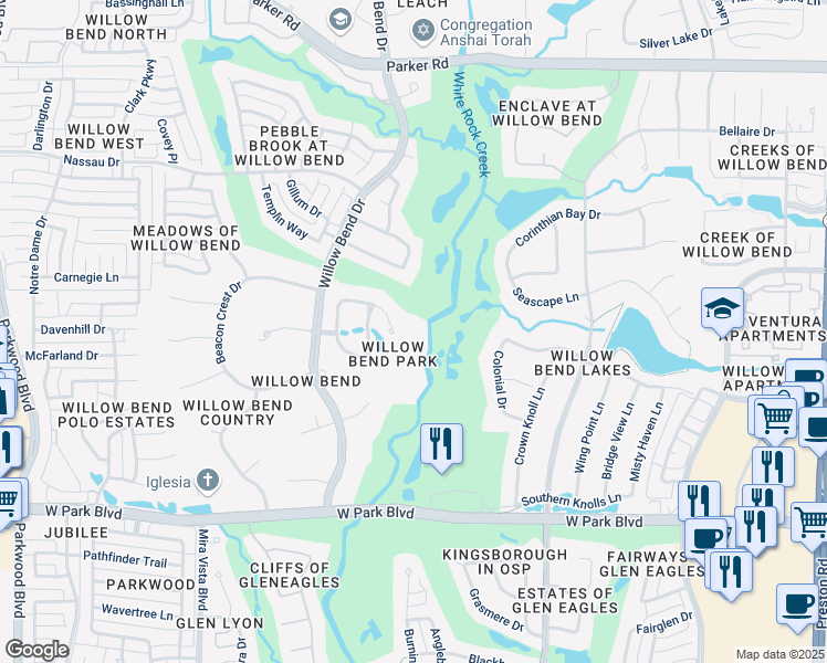 map of restaurants, bars, coffee shops, grocery stores, and more near 5500 Cavendish Court in Plano