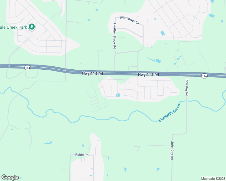 map of restaurants, bars, coffee shops, grocery stores, and more near 15520 Highway 114 in Justin
