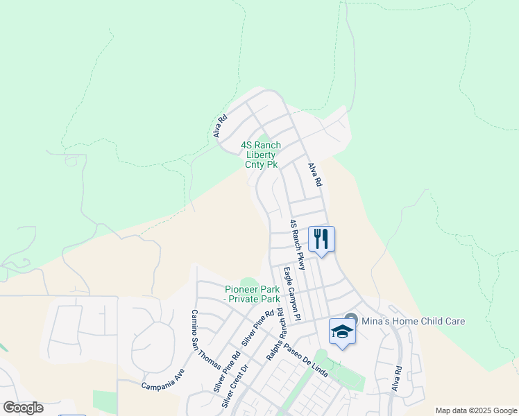 map of restaurants, bars, coffee shops, grocery stores, and more near 17460 Ralphs Ranch Road in San Diego