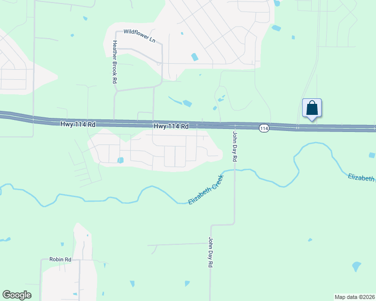 map of restaurants, bars, coffee shops, grocery stores, and more near Highway 114 in Justin