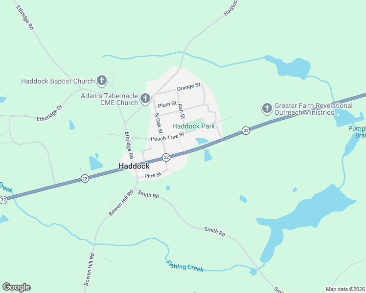 map of restaurants, bars, coffee shops, grocery stores, and more near 1415 Georgia 22 in Haddock