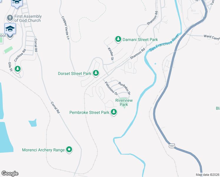map of restaurants, bars, coffee shops, grocery stores, and more near 101 Roan Street in Morenci