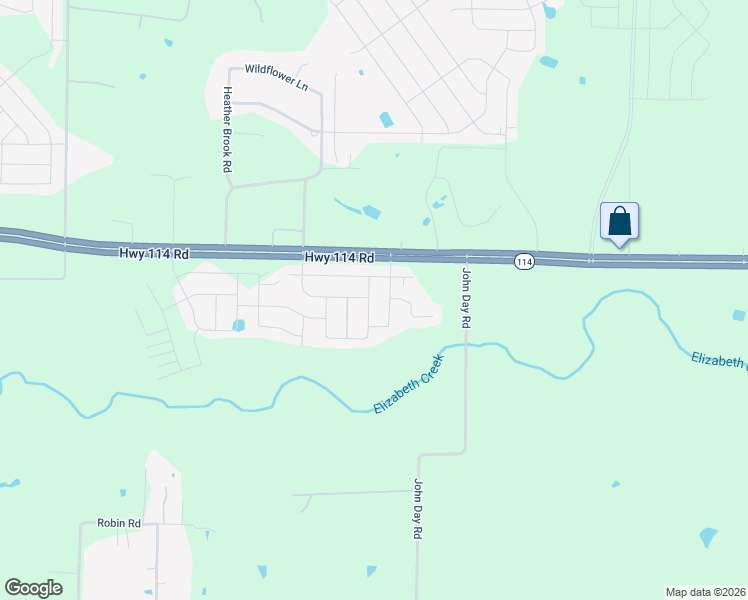 map of restaurants, bars, coffee shops, grocery stores, and more near Highway 114 in Justin