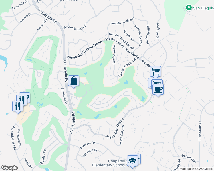 map of restaurants, bars, coffee shops, grocery stores, and more near 12778 Rueda Melilla in San Diego