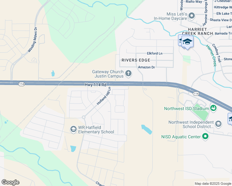 map of restaurants, bars, coffee shops, grocery stores, and more near Texas 114 in Justin