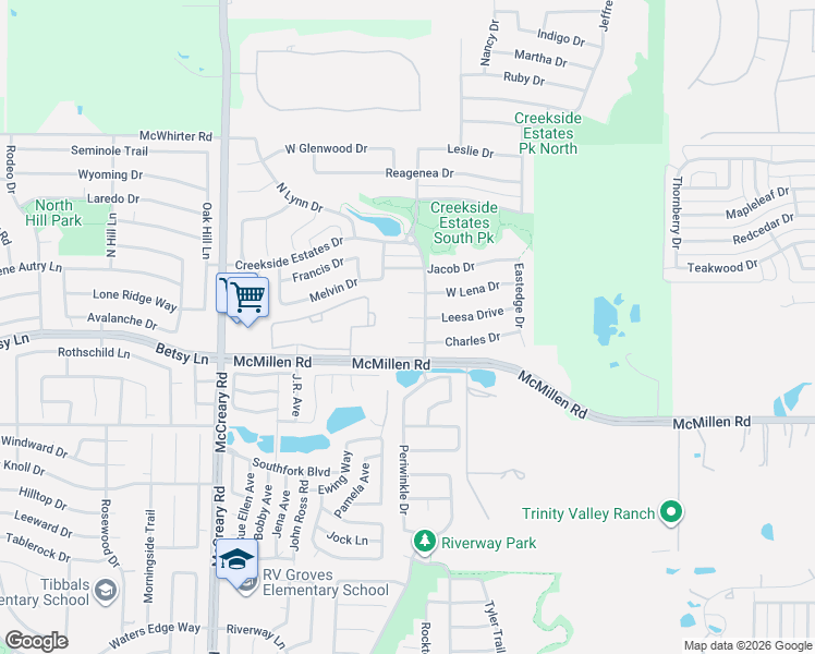 map of restaurants, bars, coffee shops, grocery stores, and more near 3108 Leesa Court in Wylie