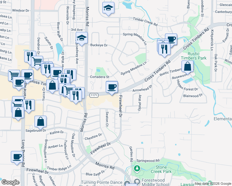 map of restaurants, bars, coffee shops, grocery stores, and more near 8109 Ocean Reef Road in Frisco