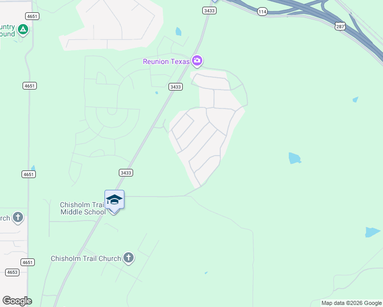 map of restaurants, bars, coffee shops, grocery stores, and more near Farm to Market Road 3433 in Rhome
