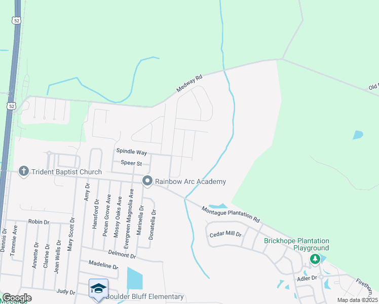 map of restaurants, bars, coffee shops, grocery stores, and more near 228 Wathen Drive in Goose Creek