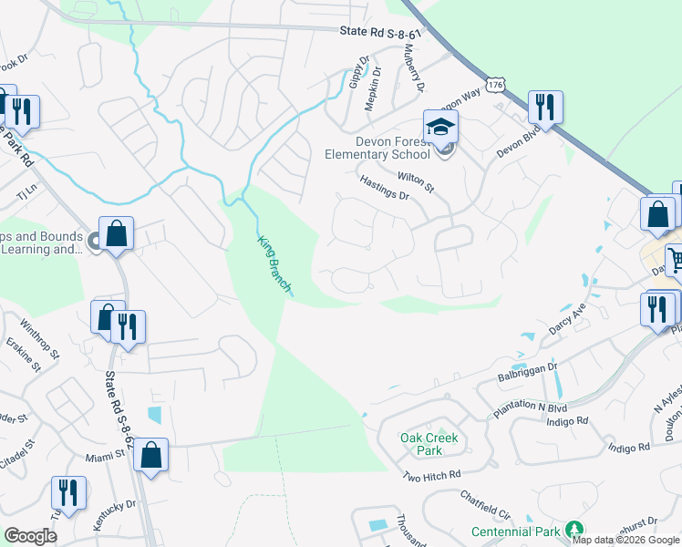 map of restaurants, bars, coffee shops, grocery stores, and more near 142 Kingsbridge Drive in Goose Creek