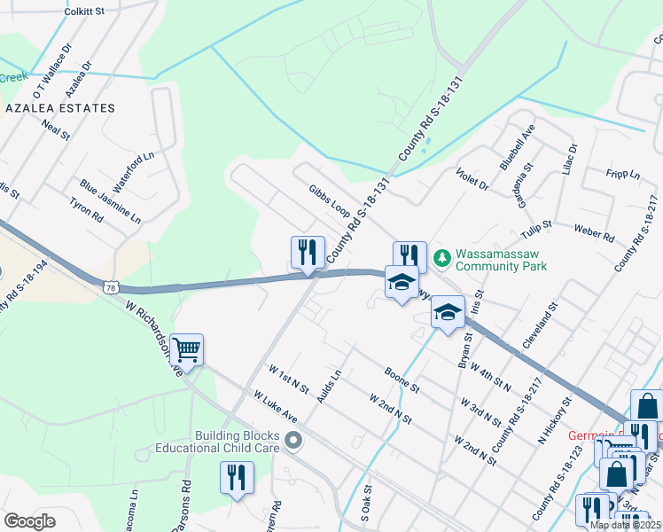 map of restaurants, bars, coffee shops, grocery stores, and more near 929 West 5th North Street in Summerville