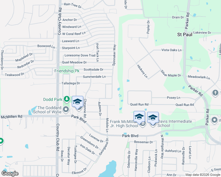 map of restaurants, bars, coffee shops, grocery stores, and more near 1410 Spinnaker Way in Wylie