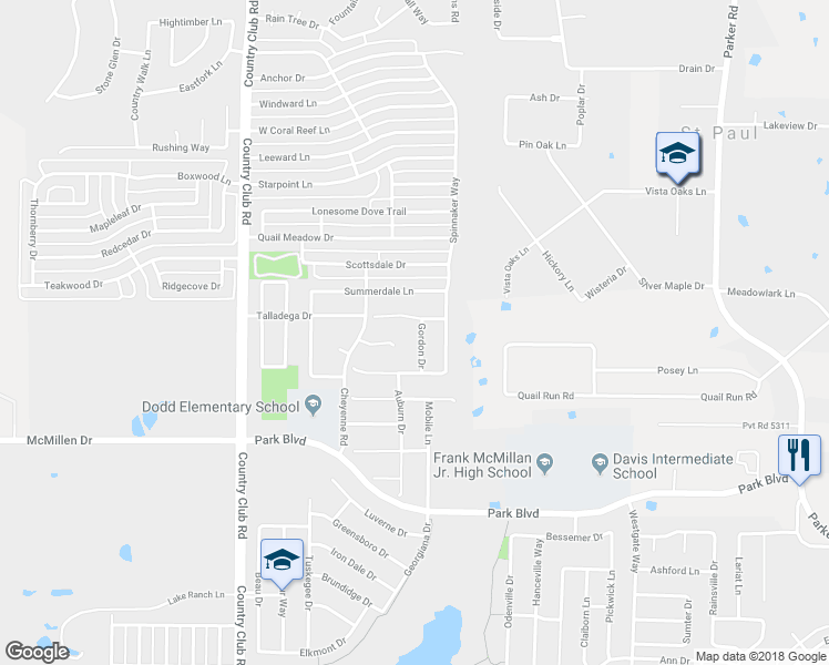 map of restaurants, bars, coffee shops, grocery stores, and more near 1302 Fayette Court in Wylie
