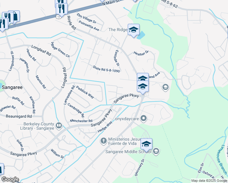 map of restaurants, bars, coffee shops, grocery stores, and more near 101 Crooked Creek Court in Summerville
