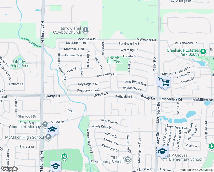 map of restaurants, bars, coffee shops, grocery stores, and more near 424 Ponderosa Trail in Murphy