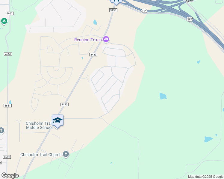 map of restaurants, bars, coffee shops, grocery stores, and more near Farm to Market Road 3433 in Rhome