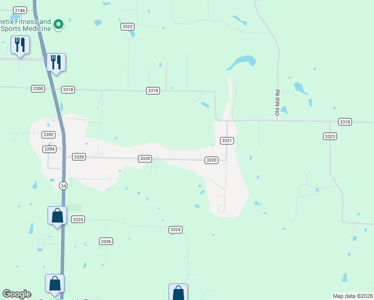map of restaurants, bars, coffee shops, grocery stores, and more near 440 County Road 3320 in Greenville