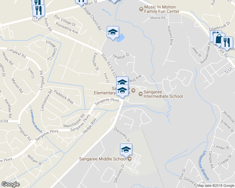 map of restaurants, bars, coffee shops, grocery stores, and more near 1521 Royle Road in Summerville