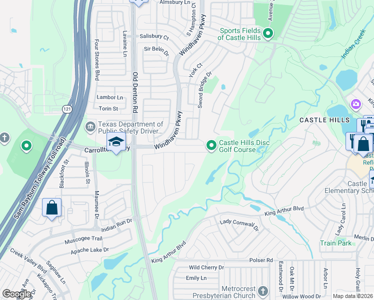 map of restaurants, bars, coffee shops, grocery stores, and more near 1140 Dame Carol Way in Carrollton