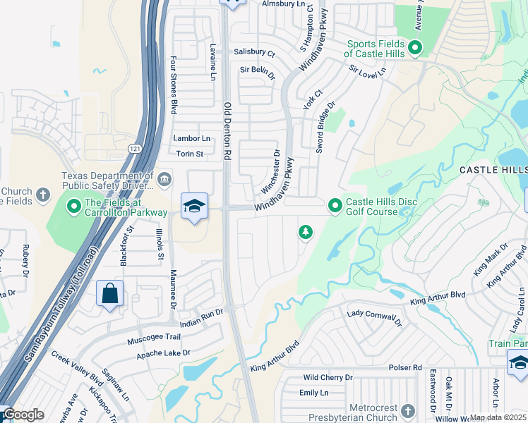 map of restaurants, bars, coffee shops, grocery stores, and more near 1028 Dame Carol Way in Carrollton