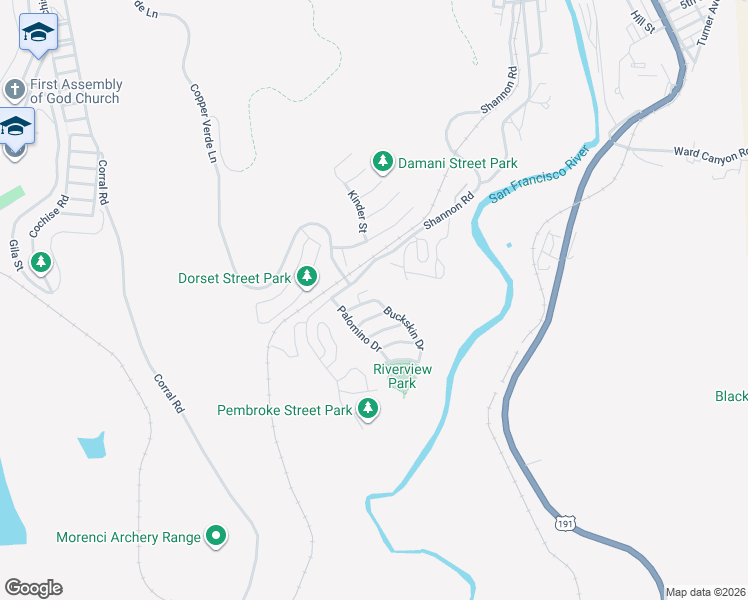 map of restaurants, bars, coffee shops, grocery stores, and more near 101-199 Roan Street in Morenci