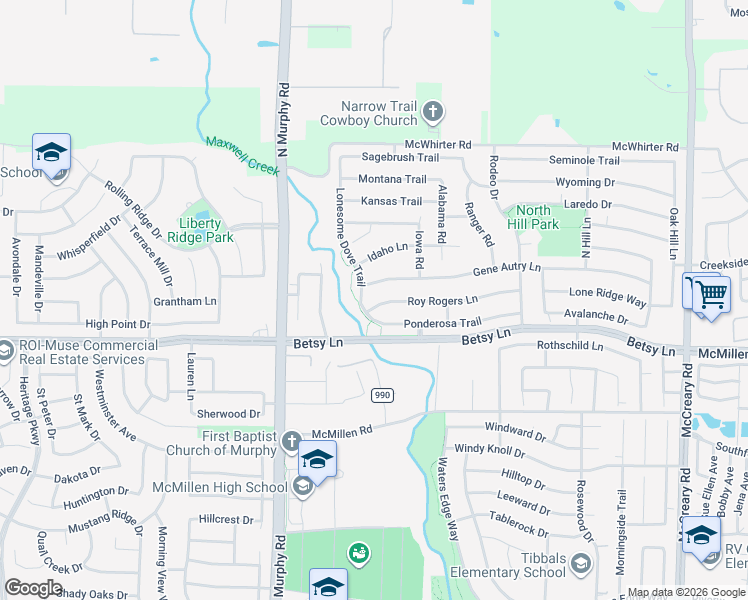 map of restaurants, bars, coffee shops, grocery stores, and more near 223 Ponderosa Trail in Murphy