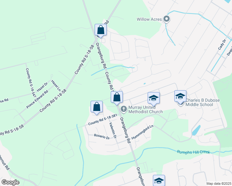 map of restaurants, bars, coffee shops, grocery stores, and more near 128 Cambridge Road in Summerville