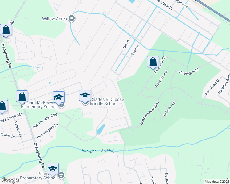 map of restaurants, bars, coffee shops, grocery stores, and more near 104 Harbour Town Court in Summerville