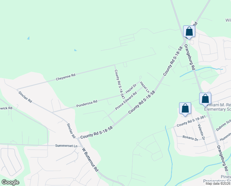 map of restaurants, bars, coffee shops, grocery stores, and more near 155 County Road S-18-547 in Summerville