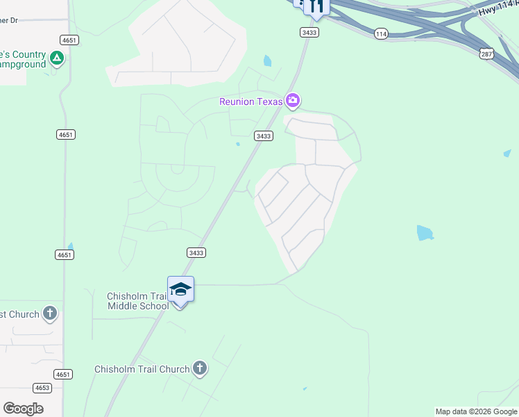 map of restaurants, bars, coffee shops, grocery stores, and more near Farm to Market Road 3433 in Rhome