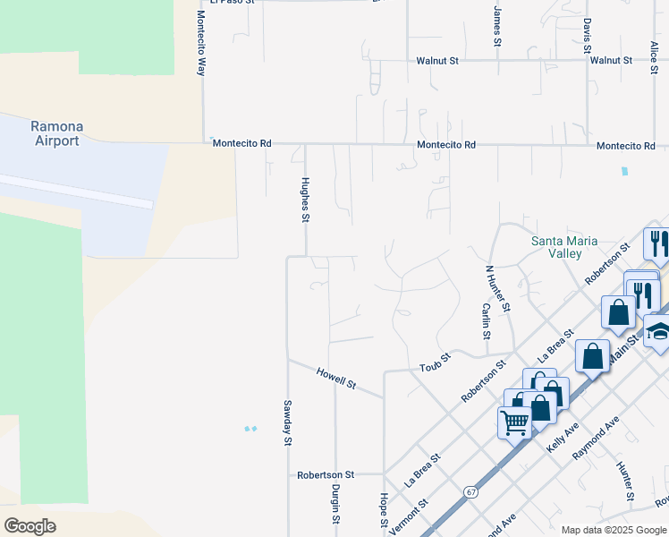 map of restaurants, bars, coffee shops, grocery stores, and more near 2 Durgin Street in Ramona