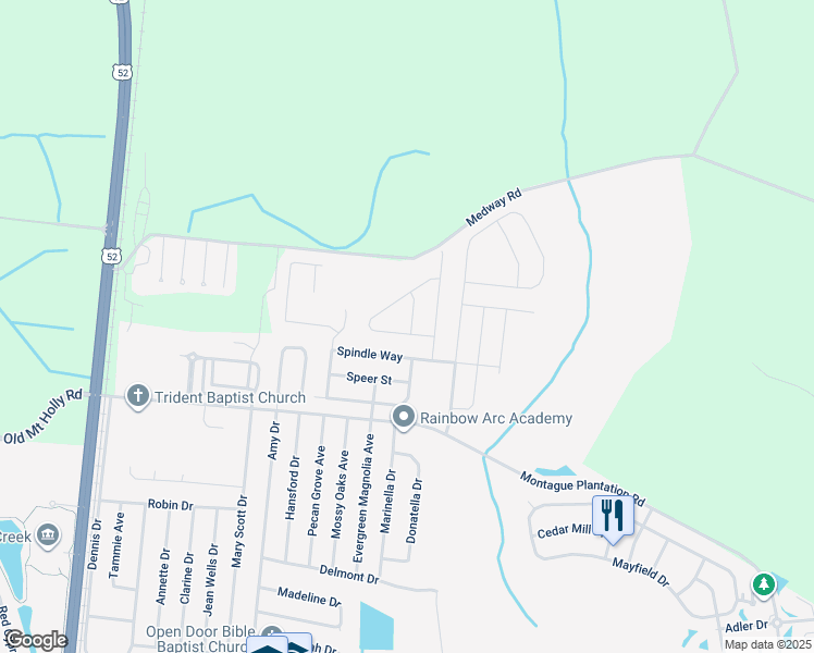 map of restaurants, bars, coffee shops, grocery stores, and more near 407 Vinicio Drive in Goose Creek