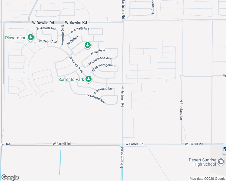 map of restaurants, bars, coffee shops, grocery stores, and more near 36812 West Mattino Lane in Maricopa
