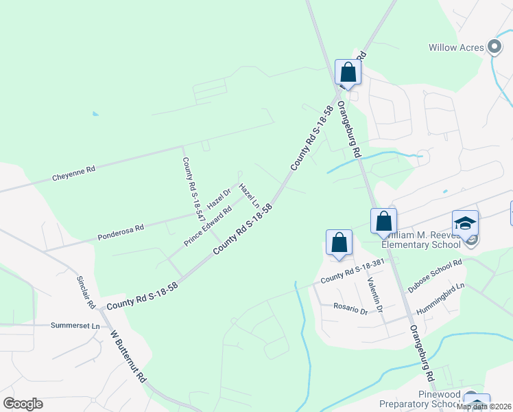 map of restaurants, bars, coffee shops, grocery stores, and more near 101 Hazel Lane in Summerville