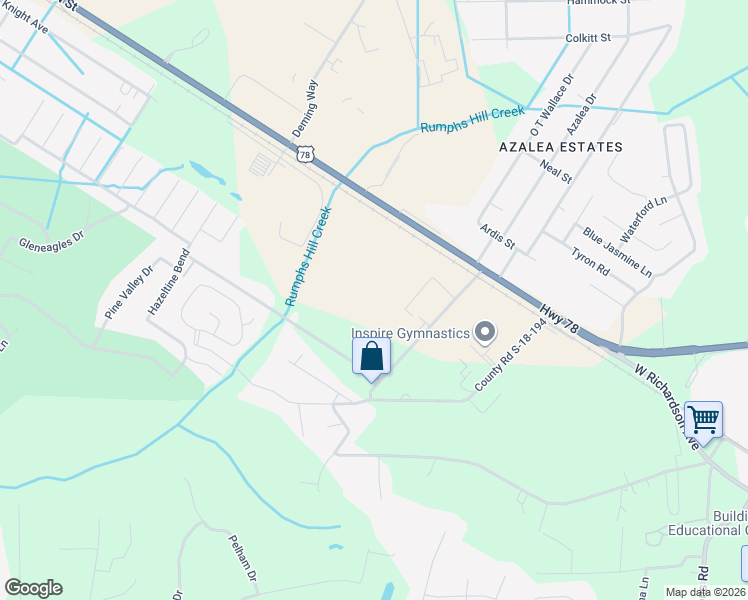 map of restaurants, bars, coffee shops, grocery stores, and more near 115 Boone Street in Summerville